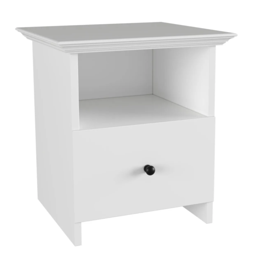 Apollo wooden bedside table in solid wood, white, 39 x 45 x 49 cm