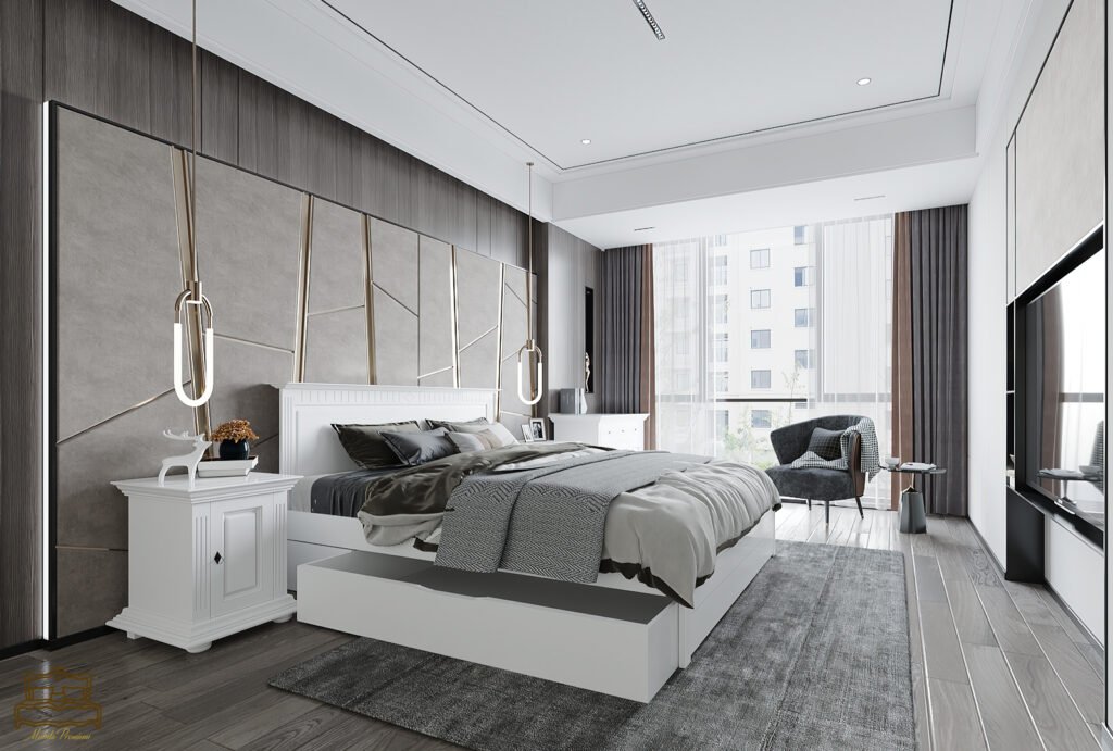 Modern bedside tables - bed bed with white bedside tables